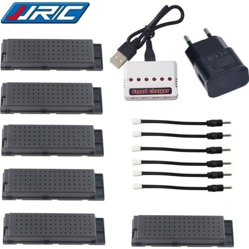 JJRC H47 H47wh E56 Battery 3.7V 500mAh Lipo Battery and 6in1 Charger RC Quadcopter Spare Parts for Helicopters Drone Accessories