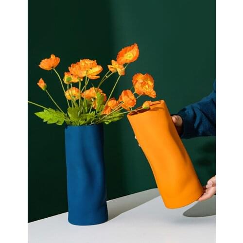 Nordic Ceramic Vase Simple Creative Straight Flowerpot DIY Decorativos Wedding Living Room Home Decoration Accessories