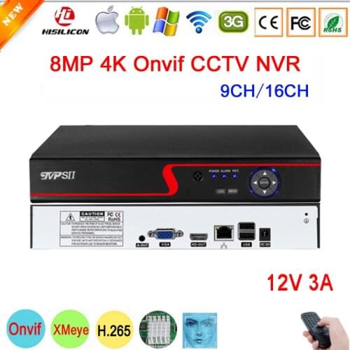 Red Panel 12V 3A Hi3536D XMeye Auido H.265+ 5mp 16CH 9CH 9 Channel Human Face Detection Onvif IP CCTV DVR NVR