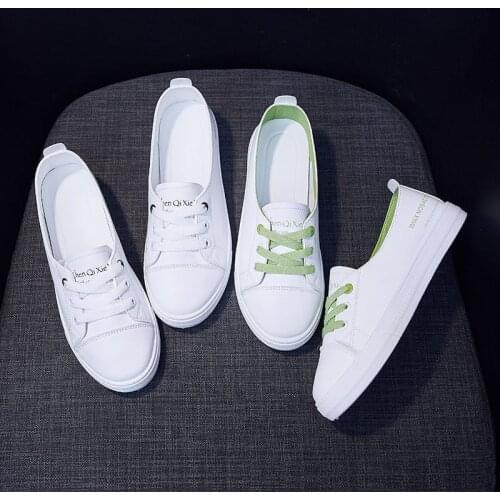 Fashion Shoes Womens Vulcanize Shoes Spring New Casual Classic Solid Color PU Leather Shoes Women Casual White Shoes Sneakers