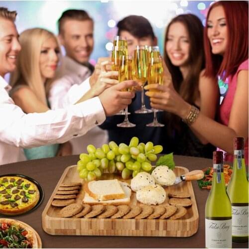 Bamboo cheese board set with knives and drawers square cheese board kitchen tools