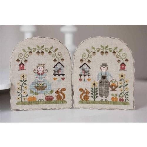 Couple picking in autumn Counted Cross Stitch 14CT 18CT cream white Cross Stitch Kits Embroidery Needlework Sets