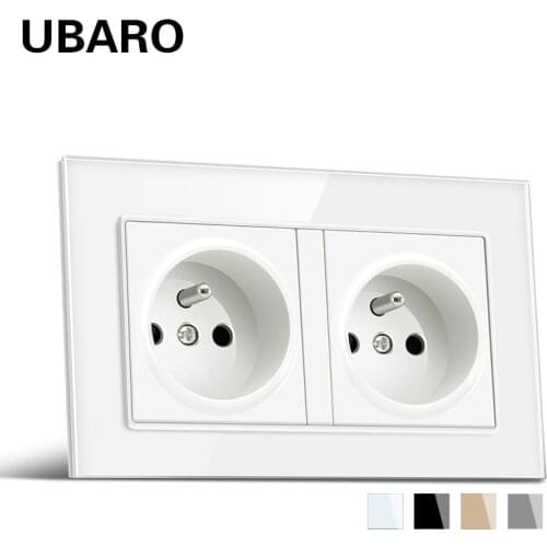 UBARO 172*86 French Standard Crystal Glass Panel Wall Socket Power Enchufe Pared Usb 5V 2100mA Plug Sockets Prise 100- 250V 16A