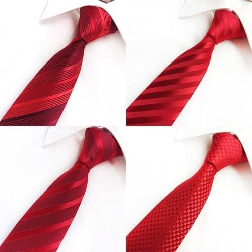 New Red Married Mens Tie Fashion Dress Business Groom Wedding Suit Tie Accessories Leisure Work Career Wine Red 8CM Tie