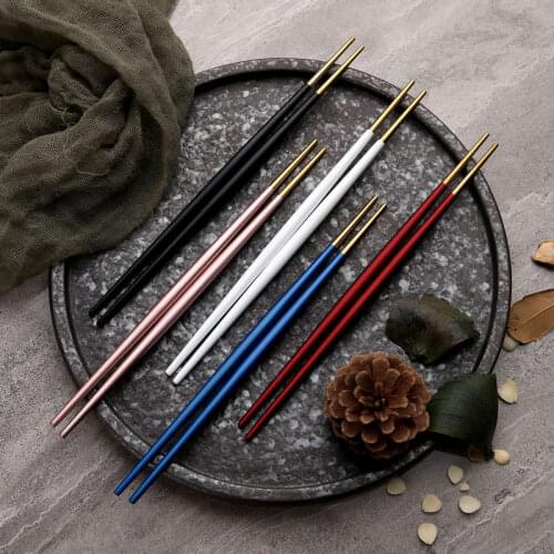 1Pair Double-headed Pointed Chopstick 304 Stainless Steel for Household Sushi Chopsticks Multi Purpose Kitchen Accessories