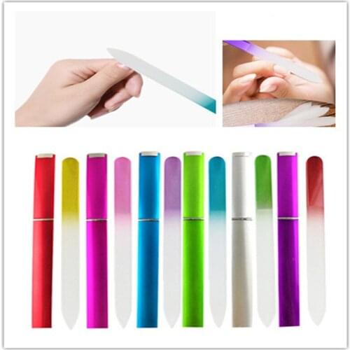 Crystal Glass Nail File With Case Professional Nail Files Manicure Device Tool Durable Nail Art Buffer Files Salon Beauty Tools