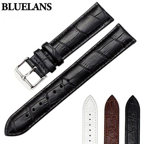 Womens Mens Unisex Faux Leather Watch Strap Buckle Band Black Brown White