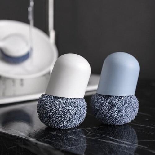 Dishwashing Brushes Kitchen Household Pot Bowel And Dish-Washing Brushes Bathroom Cleaning Brush Ball With Handle For Home Clean
