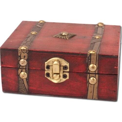 Jewelry Box Vintage Wood Handmade Box with Mini Metal Lock for Storing Jewelry Treasure Pearl Jewelry Display Storage Organizer