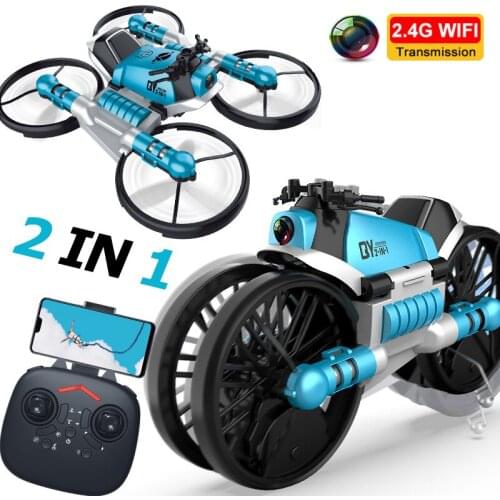 2 In 1 Deformation Motorcycle Folding Quadcopter With 480P Camera Aerial Photography One-key Control RC Drone Interactive Toys