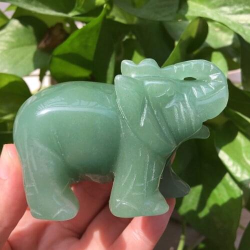 3.0" Natural Green Dongling Jade Hand-carved Elephant For Home Decor S080