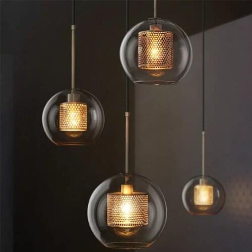 Nordic Modern Pendant Lights Loft Led Glass Ball Hanging Lamp Dining Room Industrial Decor Kitchen Fixtures Suspension Luminaire