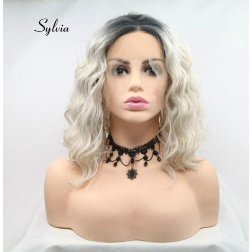 Sylvia Ombre Blonde Wigs Short Bouncy Curly Wigs Synthetic Lace Front Wigs Heat Resistant Fiber For Wedding Party Wigs Women
