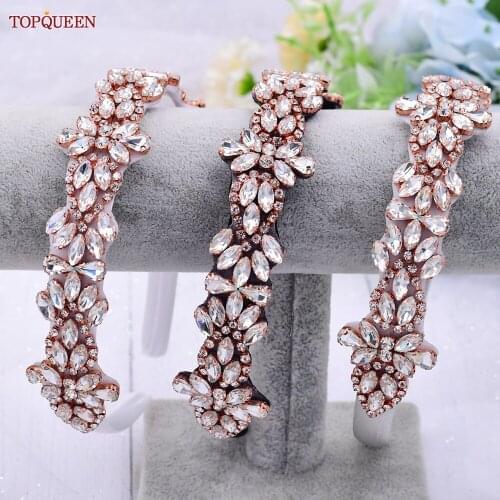 TOPQUEEN S429-D Luxury rose gold rhinestone headband wedding accessories bridal tiara headpieces diamond Baroque hair band