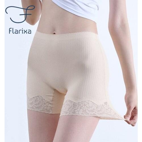 Flarixa Ice Silk Womens Safety Shorts Pants Seamless High Waist, Anti Friction Shorts Under The Skirt Girls Bottoming Panties