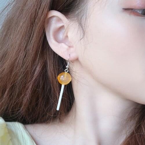 Sweet Girl Earring Resin Lollipop Ear Drop Jewelry Handmade Cute Charming Creative Girls Candy Color Earrings серьги 2021тренд