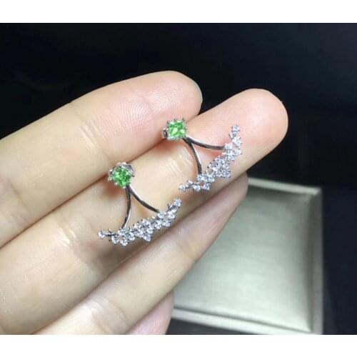 Fashion elegant parachute blossom natural Tsavorite drop earrings Natural green garnet earrings S925 silver girl party jewelry