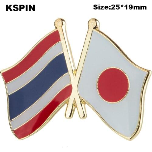 Thailand & Japan Friendship Flag Badge Flag Brooch National Flag Lapel Pin International Travel Pins