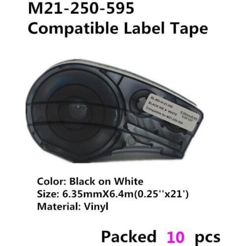 10 pcs Black on Color Replacement Vinyl Label Tape M21-250-595 to M21-750-595 Compatible for Brady BMP21 Plus BMP21 LAB Printers