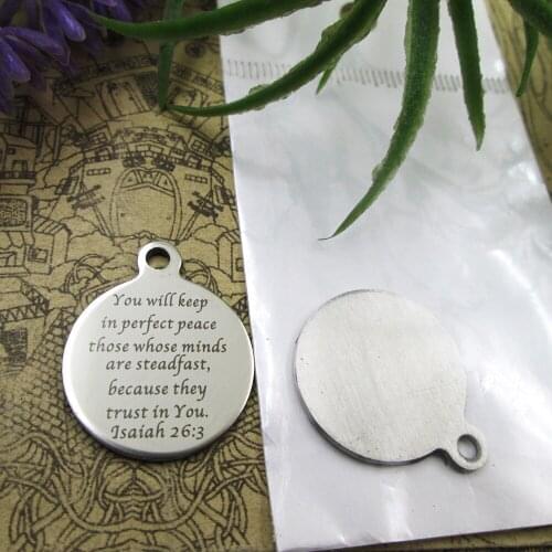 10pcs--"you will keep in perfect peace..."stainless steel charms 5 styles for choosing DIY Charms for necklace bracelets