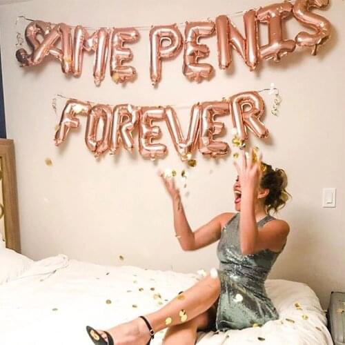 16pcs Same Penis Forever 16 inch Letters Rose Gold Silver Foil Balloons For Bachelorette Hen Party Girls Decoration Air Globos