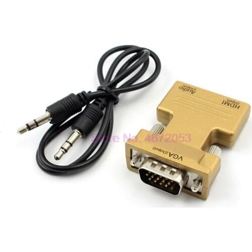 200pcs 1080P HDMI to VGA Adapter Digital To Analog Audio Video Converter Cable for PC Laptop TV Box Projector