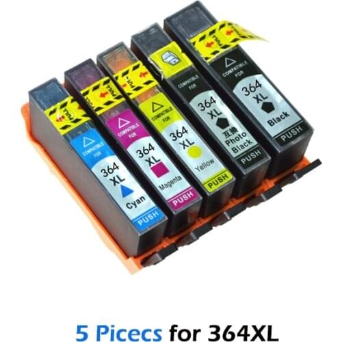 2020NEW For HP 5Pcs Compatible Ink Cartridges for HP364 364 364XL for HP Photosmart 5520 6510 6520 7510 B109 B110 B209 C310 C410