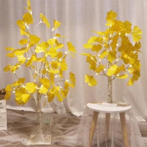 60cm LED Night Light Ginkgo Tree Landscaping Indoor Living Room Wedding Gift Home Decor Lights Bedside Table Lamp for Bedroom