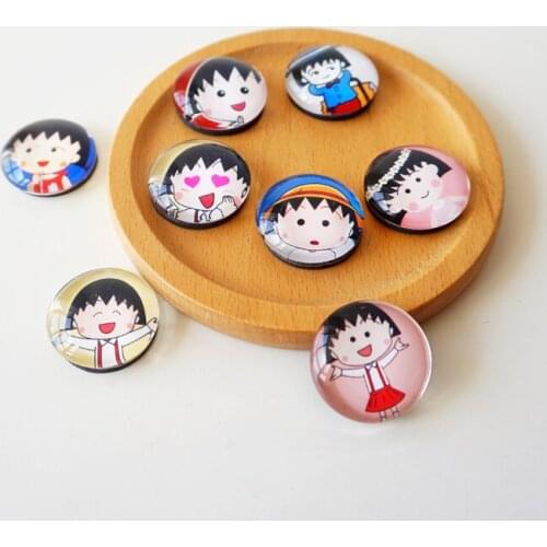 7 pieces a lot)Chibi Maruko-chan Cartoon creative crystal glass 25mm fridge magnet