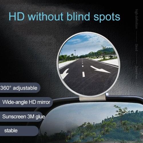 2pcs 360 Wide Angle Adjustable Car Blind Spot Mirror HD Convex Round Mirror Safety Rearview Driving Parking Auxiliary Mirror