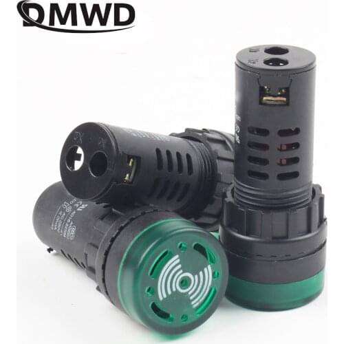 Free Shipping Green AD16-22SM 12V 24V 110V 220V 22mm Flash Signal Light LED Active Buzzer Beep Alarm Indicator