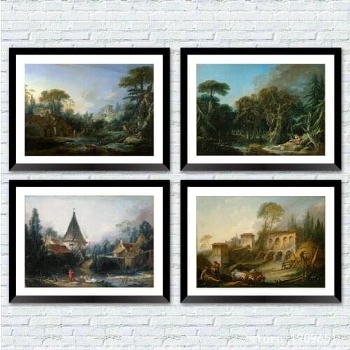 No frame classical palace figure people landscape canvas printings oil painting printed on cotton wall art decoration picture
