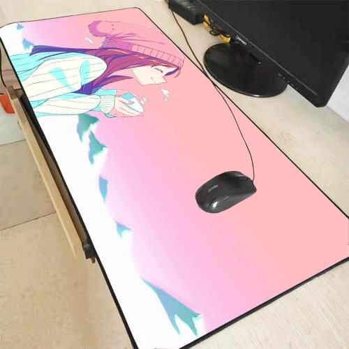Cute Pink Anime Girl Big Mouse Pad Suitable for Desk Mat Non-slip Comfortable Speed Gamer Pad Rubber High Quality Promotion CSGO