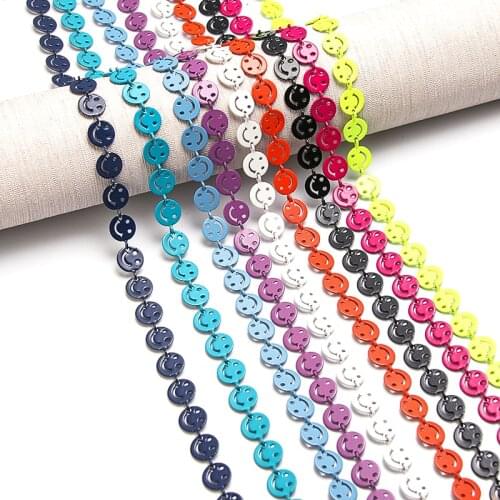 1 M Korean Long Chain Copper Painted Smiley Face Chain Necklace For Women Cute Sweet Girls Necklace Jewelry