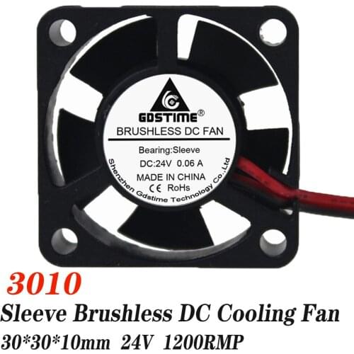 Gdstime 10pcs 3cm 30x30x10mm 30mm x 10mm DC 24V 3D Printer 3010 mini fan Brushless Cooling Cooler Fan
