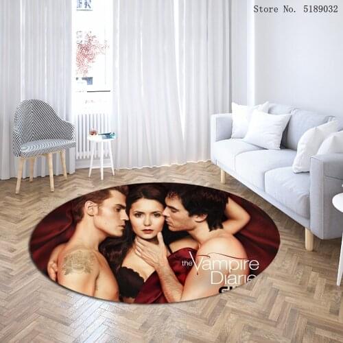 The Vampire Diaries Carpet 3D Print Floor Mat Movies Round Rug Non Slip Dust Rug Kitchen Mat for Living Room Halloween Decor Mat