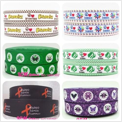 Q&N ribbon wholesale/OEM 1inch 25mm Peace Health Autism Awareness Printed Grosgrain Ribbon 50yds/roll Free Shipping For Hair Bow
