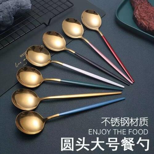 Spoon Stainless Steel Korean Cute HomeLong Handle Soup Spoon Dessert Spoon