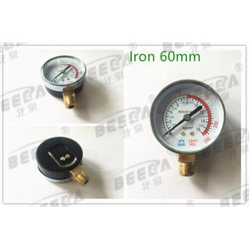 60mm diameter, M14*1.5 thread, Iron shell pressure gauge for air compressors
