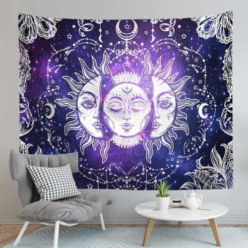 Moon Sun Tapestry Wall Hanging Mandala Wall Tapestry Hippie Boho Farmhouse Decor Psychedelic Tapestry Thin Bedspread BeachTowel