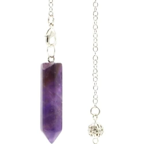Natural Stone Hexagonal Column Pendulum for Dowsing Wicca Pointed Crystal Pillar Simple Pendulums Reiki Pendule Amulet