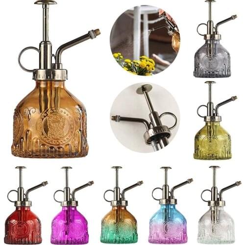 1Pc 200ml Retro Embossed Glass Small Watering Can Portable Garden Balcony Flower Shower Spray Pot