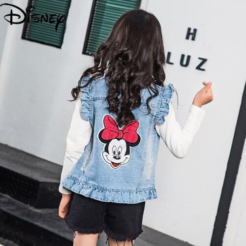 Disney Cute Cartoon Mickey Mouse New Simple Fashion Comfortable Soft Sleeveless Jacket Denim Vest Girls Vest