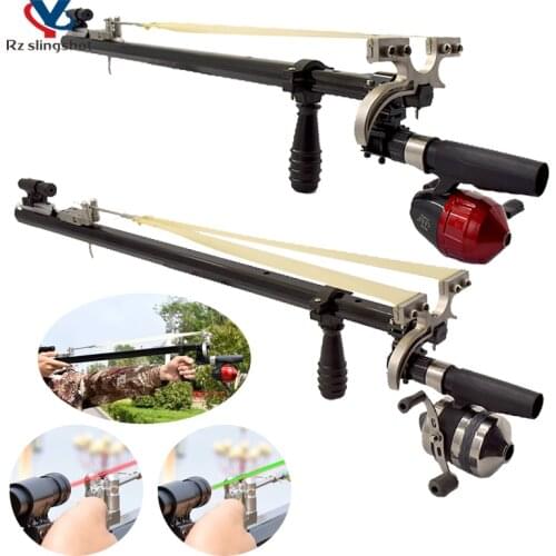 Hunting Catapult Straight Rod Telescopic Red and Green Laser Widened Head Slingshot for Outdoor Shooting Fishing Accessories