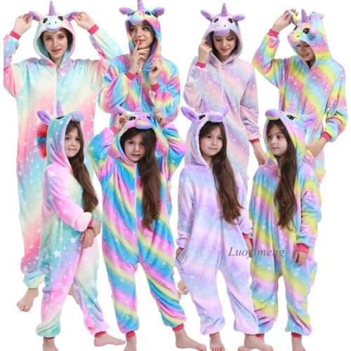 Winter Animal Pajamas Kids Kigurumi Unicorn Onesie For Women Adult Pijama Baby Girl Clothes Boy Nightwear Overalls Audlt Nightie