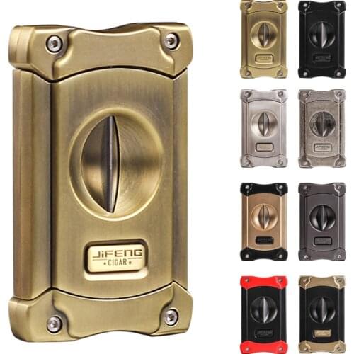 Portable Zinc Alloy 3 in 1 V-Cut Cigar Cutter Guillotine Sharp Cigar Puncher Smoking Accessories with Gifts Box