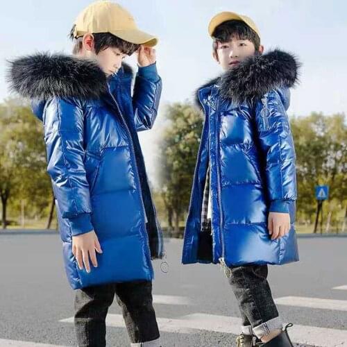 Bitlamb Brand Winter Children Down Jacket For 6-14Yrs Boys Fur Collar Thick Coats Different Fur Collar Warm Mid length Outerwear