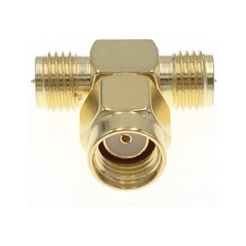 RP-SMA Male To Two 2 RP-SMA Female T Connector Adapter Split One
