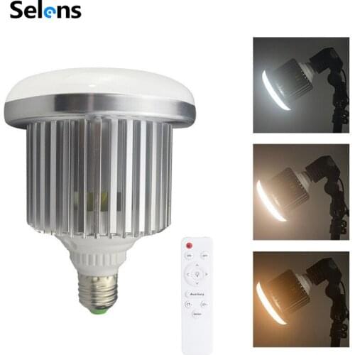 Selens E27 35W LED Photo Studio Light Bulb Lamp Adjustable Brightness 3200K~5500K With Remote Control Studio Photo Video Light