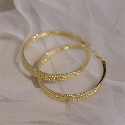 Gold Color Metal Hoop Earrings For Women Big Circle Square Shape Geometric Earrings 2021 Trendy New Fashion Jewelry Wholesale